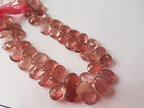 Quartz fraise poire briolette 10x14mm idéal pour créer vos bijoux d'été bohèmes