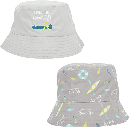 Pavilion Gift Company Livin' The River Life-Boat 6-12 Months Baby Reversible Patterned Bucket Hat, Blue