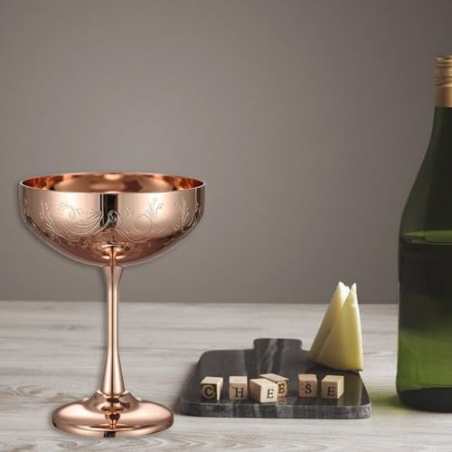 Copa de vino de acero inoxidable grabada de lujo para champán y martini 6