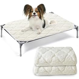 SPRINGSPIRIT Elevated Dog Bed Pad, 2 Pack, Soft Plush, Waterproof, Machine Washable, Corner Straps, Pet Bed Mat, Medium (25x35 inch), for Dog Cot, Cat Beds