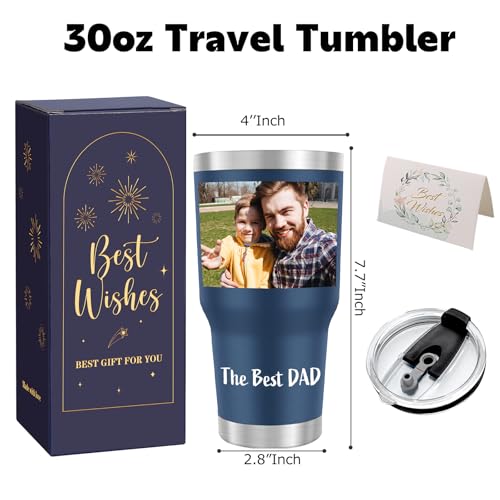 Image of Personalized 30oz Tumbler with Pictures, Custom Insulated Tumblers with Logo, Stainless Steel Travel Coffee Mug, Personalized Gifts for Women Men Birthday Fathers Day Mothers Day