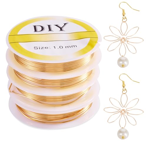 Cheriswelry 4.92 Feet 18 Gauge 14K Gold Copper Wire Bendable Metal Craft Wire Flexible Soft Jewelry Beading Wire 1mm for Sculpting Wrapping DIY Handicraft Necklace Earring