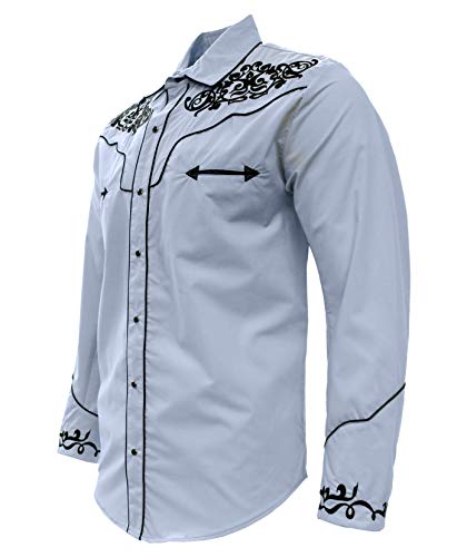 El General Men's Charro Shirt Camisa Vaquera Western Wear Baby Blue2