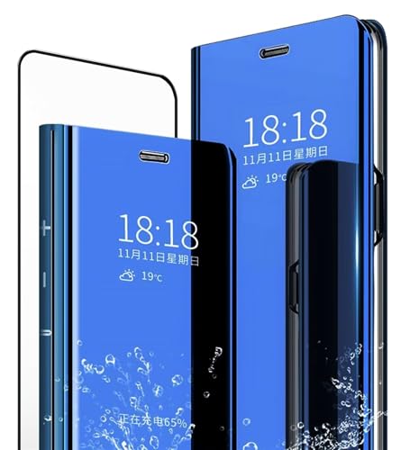 MLOTECH Smart Carcasa para Xiaomi 13T/13T Pro Funda y Cristal Templado Flip Clear View Espejo...