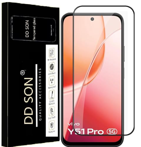 Image of DD SON Premium Tempered Glass Screen Protector Guard Compatible For Vivo Y51 Pro 5G (6.75 Inch, Pack of 1) | Edge to Edge Coverage With Easy to installation kit for Smartphone