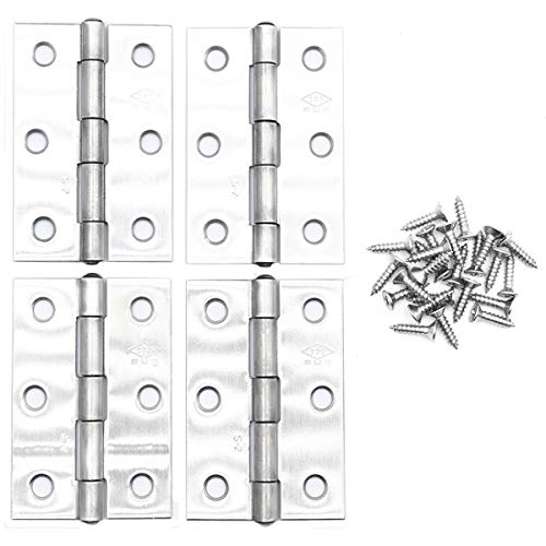 Charnières acier inoxydable 6,3 cm quincaillerie porte bois visserie