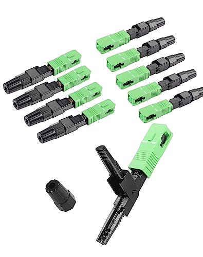 YAODHAOD 10PCS Fibre Cable Connector,FTTH SC APC Optical Connector,Optical Fiber Fast Cold Connector Single Mode Telecom Level Fast Connector for CATV Network