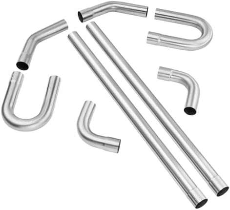 VEVOR Exhaust Kit, 8 Pieces, DIY Universal Stainless Steel Exhaust Kit with Slip-Fit Joint & Large Exhaust Tube, Rust-Proof Exhaust Pipe for Exhaust System, Fit for Garage/Auto Repair Store/4S Store