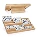 plusvivo Domino Racks Set of 2, Wooden Domino Trays Holders Organizer for Mexican Train and Other Dominoes Games 10 x 5.5 x 0.79 Inches - Dominoes NOT Included