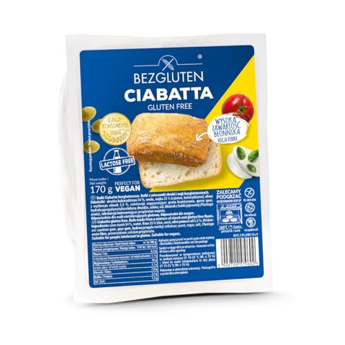 Glutenfreie Ciabatta-Brötchen 170g – vegan, laktosefrei, ohne Öl, ohne Weizenstärke, hoher Ballaststoffgehalt – Bezgluten