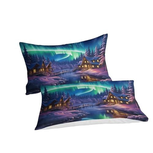 Parure de lit aurores boréales microfibres pour lit double - 3