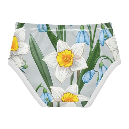 Toddler Underwear Floral 2t Cotton Panties Little Girl Pattern Kids Undies Briefs White Daffodils Blue Floral Gray2