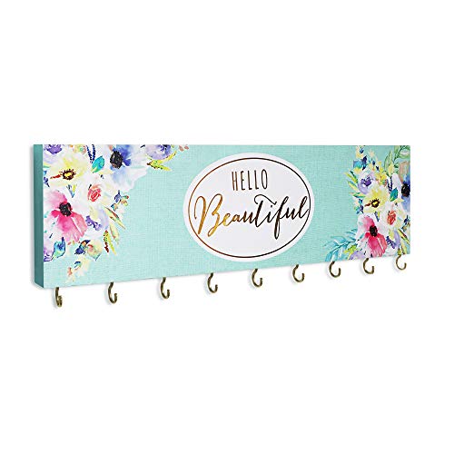 Sany Dayo Home Wall Mount Necklace Holder Organizer With 9 Jewelry Hooks For Ring, Hair Bow, Headband, Purse - Wall Decor For Girls Room - Hello Beautiful #TOP26
