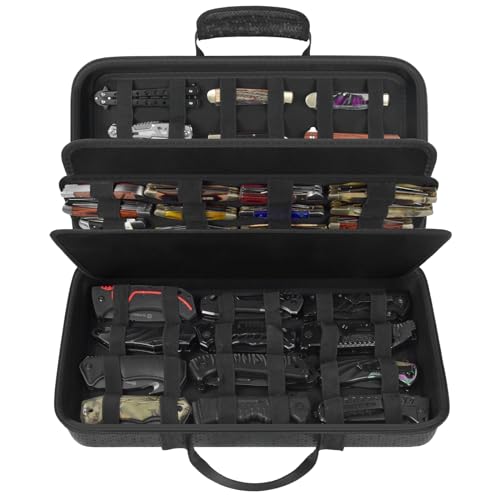 Knife Display Case for 64+ Pocket Knives, Folding Knives Cas