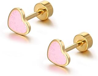 18g Titanium Heart Love Earrings for Women Girls Stainless Steel 14k Gold Plated Hypoallergenic