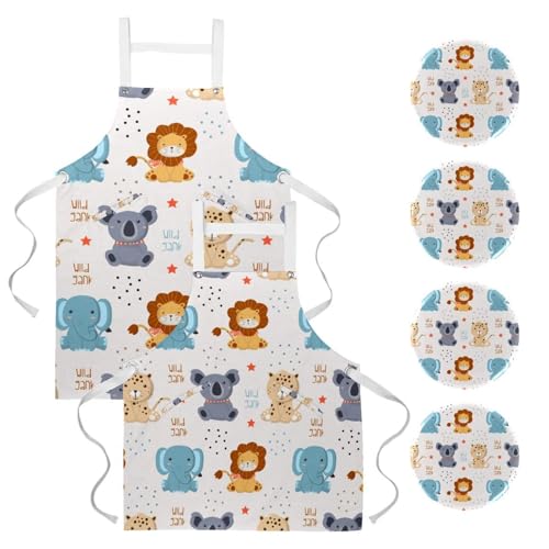 Tablier de serveuse pour restaurant et nettoyage lot de 2 avec broches chat