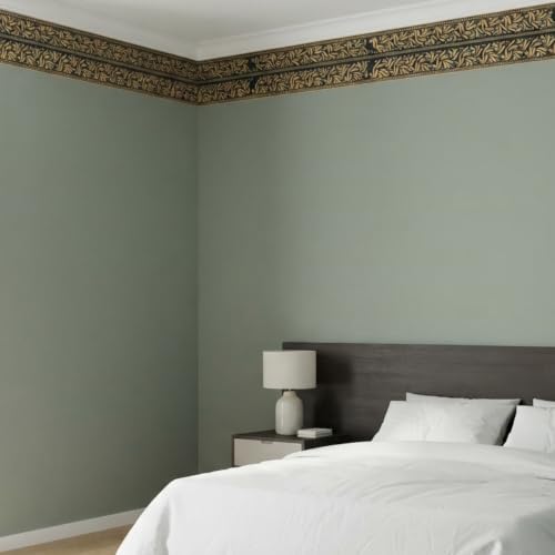 Image of Decorative Peel and Stick Wall Border Sticker 4 Inch x 4 Feet | Waterproof Self Adhesive PVC Wallpaper Border | Floral, Vintage & Traditional Designs | Wall Trim for Home Decor, VWB8