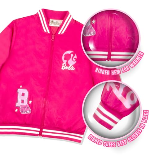 Barbie Girls Bomber Jacket - Zip-Up Varsity Jacket with Girl Power Outerwear2