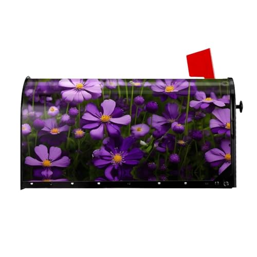 Copertura magnetica per cassetta delle lettere con fiori viola, 53 x 45 cm, copertura per cassetta delle lettere per decorazione da giardino e cortile
