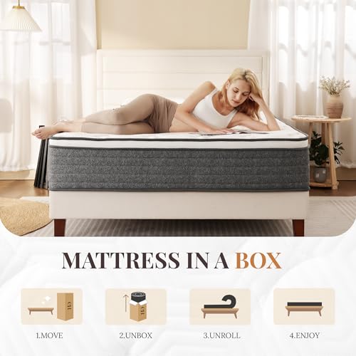 Image of CH CHARME HOUSE Full Size Mattress, 12 Inch Full Hybrid Mattress in a Box