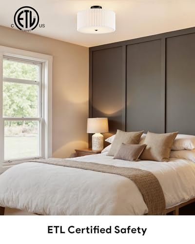 Image of VONLUCE Semi-Flush Mount Ceiling Light 15.7 inch, 3-Light Drum Light Fixture