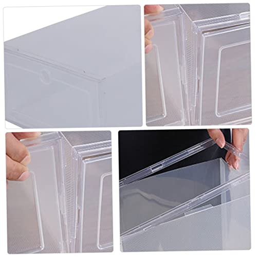 MUCKLILY 6Pcs Transparent Plastic Shoe Organizer Clamshell Storage Box Creative Design for Easy Visibility and Space Saving for Home and Seasonal Shoe Storage