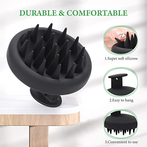 2 Pack Silicone Scalp Massager Shampoo Brush, Hair Scrubber With Soft Silicone Bristles For All Hair Types, Dry & Wet Scalp Brush/Exfoliator Brush For Hair Growth & Scalp Care (Black, Mint Green) #TOP1