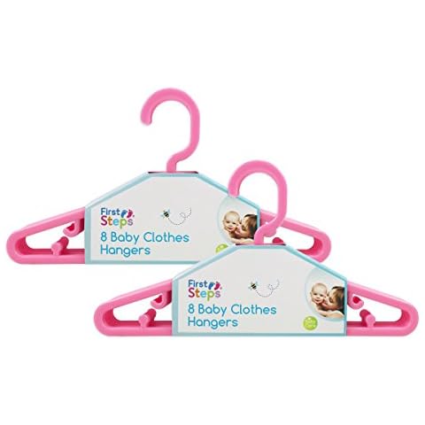 Baby Coat Hangers Small Clothes Hangers First Steps Pack of 16 Pink Cover