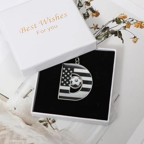 Bag Charms Initial A-Z Letter Keychain Bag Charm Soccer Keychain for Handbags Sports Bag