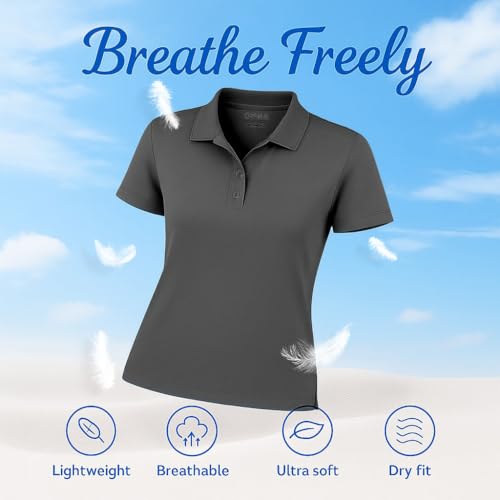 Image of Opna Women's Dry-Fit Golf Polo Shirts 3-Button Golf Polo's in 20 Colors XS-3XL Shirt