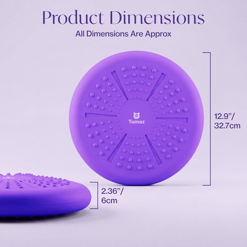 Image of Tumaz Wobble Cushion - Wiggle Seat to Improve Sitting Posture & Stay Focused for Sensory Kids, Balance Disc to Core Strength & Flexible Seating [Extra Thick Balance Board, Pump Included Wobble Board]