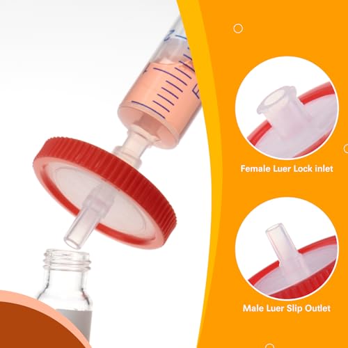 Image of Sterile Syringe Filter PTFE Hydrophilic Filtration 0.45 um Pore Size, 25 mm Membrane Diameter, 20 Pack, Sterile Packed Individually for HPLC Sample Preparation