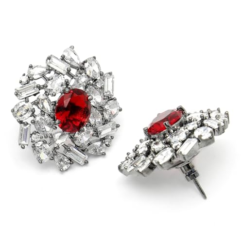 Image of Karatcart Women Green American Diamond Stud Earrings