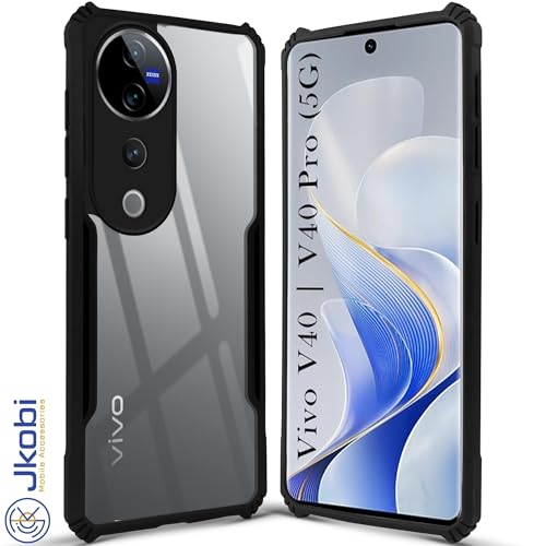 Image of Jkobi Back Case Cover for Vivo V40 | Vivo V40 Pro 5G (Polycarbonate Clear Panel with Shockproof | Professional Black)