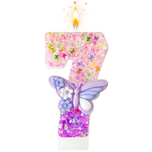 HXOUSE Butterfly Number 7 Birthday Candles