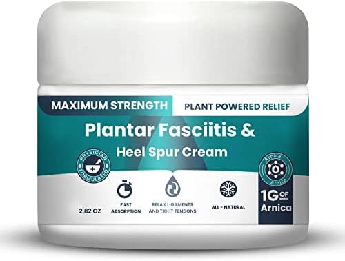 Plantar Fasciitis And Heel Spur Cream By PMT - Cream For Foot Relief. High Concentration of Arnica; Vitamin B6, MSM, Glucosamine - To Soothe and Relieve - 2.82 OZ
