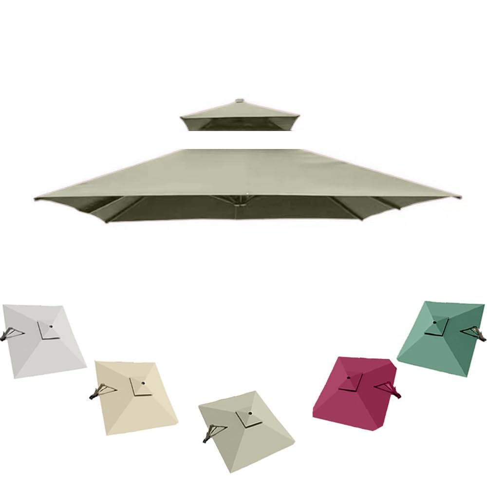 Toldo de sombrilla 3m anti-UV con doble capa superior para viento de jardín