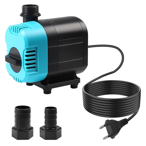 CPROSP Pompa do akwarium (2500 l/h, 40 W), maksymalna wysokość tłoczenia: 2,4 m, pompa głębinowa z kablem 2 m, 2 dyszami, mała pompa akwariowa do stawu, statuetek, hydroponiki
