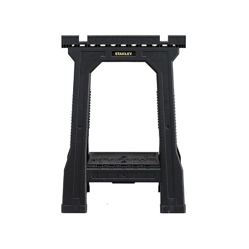 Miniatura 3 de Stanley Pack De 2 Caballetes Plegables Junior, Ligeros Y Compactos, Con Ranura En V, Patas Antideslizantes Y Bandeja De Almacenamiento, Dimensiones 57,1x6,3x81,8 Cm, Stst1-70355