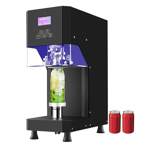 VUBYSG Automatic Can Seamer for 55mm Cans, LED Display, Bench-Top Cup Sealing & Counting, Ideal for Milk Tea & Coffee, Durable Commercial Use,Black,Black