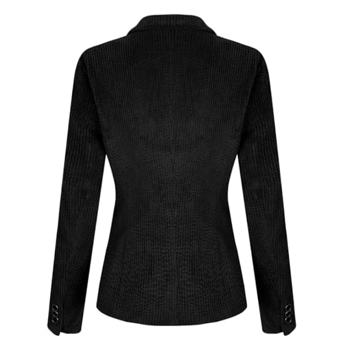 YFFUSHI Women 2-Piece Trouser-Suit Corduroy Suits Business Double Breasted Trouser Suits Long Sleeve Slim Blazer and Pants Black