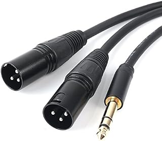 SiYear 6.35mm (1/4inch) TRS Male Plug to 2 Dual XLR Male Microphone Stereo Balanced Audio Converter Adapter Y Splitte Cable Cord 5FT/1.5M