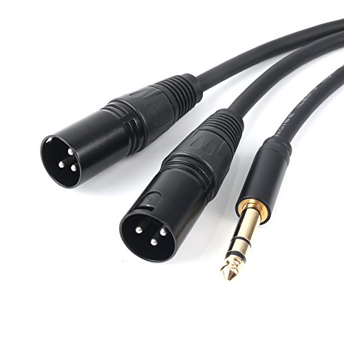 SiYear Profession 6.35mm (1/4inch) TRS Male Plug to 2 Dual XLR Male Microphone Stereo Unbalanced Audio Converter Adapter Y Splitte Cable Cord （5FT/1.5M