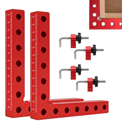 GOEDCH 2 pezzi angolo di posizionamento a 90 gradi: 140 mm/5,5 pollici strumento carpentiere tipo morsetto angolare in lega di alluminio, angolo di misurazione morsetto per la lavorazione del legno