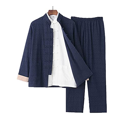 BNFD Jacquard Kung Fu Anzug Baumwolle Leinen Tai Chi Uniform Chinesische Kampfkunst Wing Chun Kleidung Zen Meditation Tang Anzüge ,Langärmelige Manteloberteile und Hosen Cover