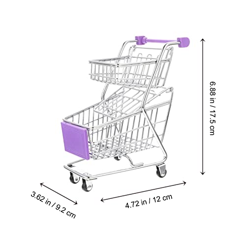 Kisangel 1Pcs Mini- Einkaufswagen Spielzeug Doppelschichtmetall- Supermarkt Trolley Kleiner Einkaufsbetriebswagen- Cart… – Bild 6