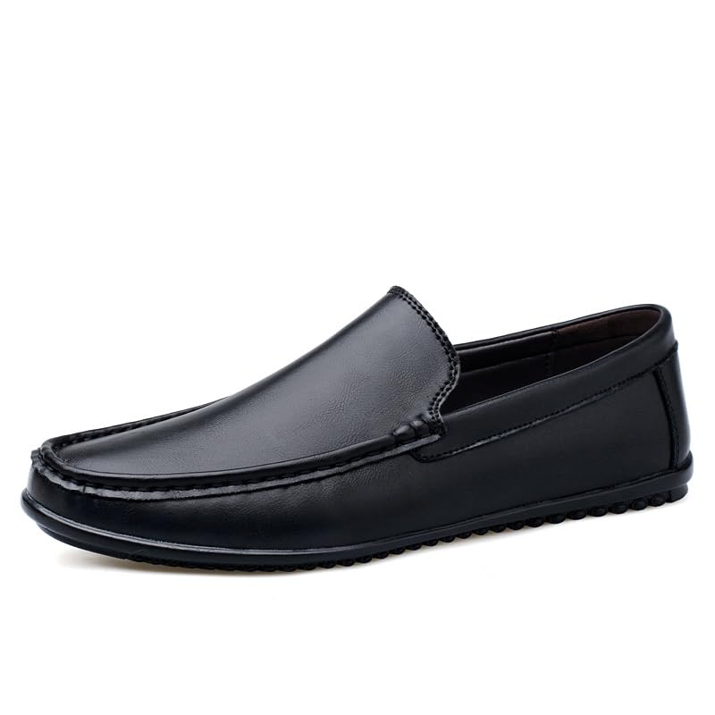 Loafers for Men Apron Toe PU Leather Round Toe Manual Stitching Anti-Slip Lightweight Flat Heel Casual Prom Slip-ons3