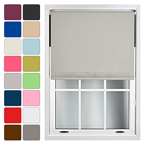 Furnished Diamante Edge Blackout Roller Blinds - Black Out Thermal Fabric Insulated Window Blind with Decorative Diamante Glitter Trim, Grey Up to 150cm x 165cm