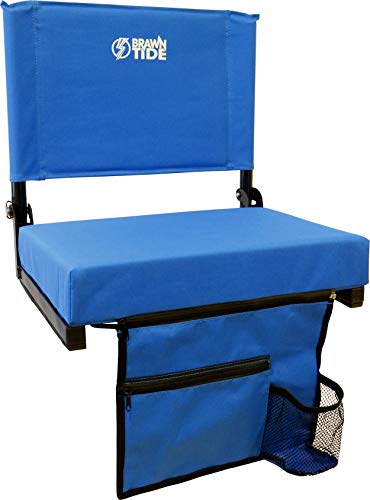 Brawntide Wide Stadium Seat Chair - Extra Thick Padding, 2 Bleacher Hooks, Compact