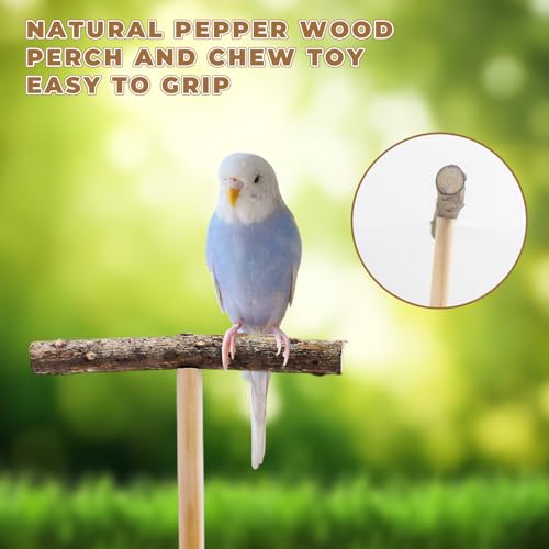 Image of Bird Perch Rocking Toy, Natural Wood Parrot Tumbler Toy, Bird Perch Stand & Chewing Toys, Parakeet Paw Grinding Stick, Cage Accessories for Small Birds Parakeets Cockatiels Budgies Finches Love Birds
